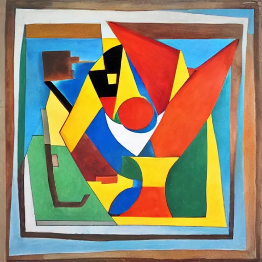 Image similar to cubism mixed with srilankan traditional abstract shapes