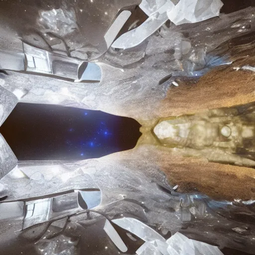 Prompt: spaceship inside a crystal cave