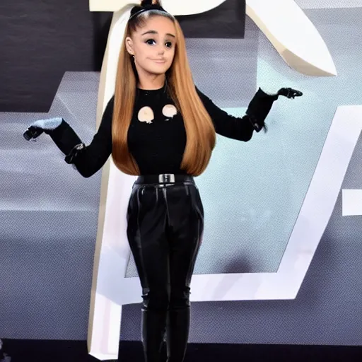 Image similar to ariana grande holding gru from despicable me movie hand 4k