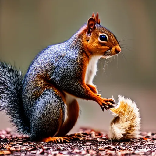 Prompt: photo capturing an extremely distraught squirrel after just dropping his food painted by Mike Winkelmann