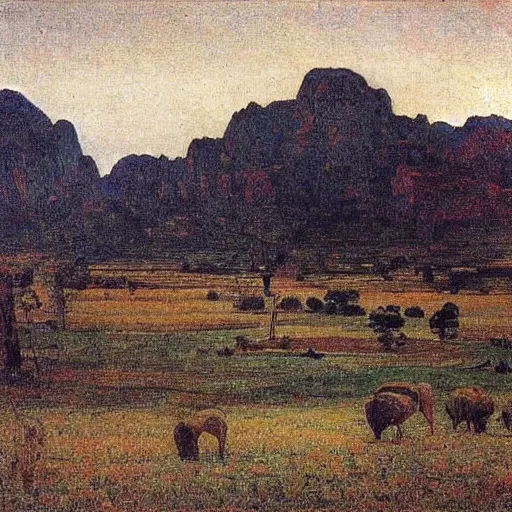 Image similar to lao republic landscape by giovanni segantini