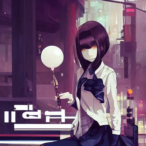 Image similar to Frequency indie album cover, luxury advertisement, white and navy colors. highly detailed post-cyberpunk sci-fi close-up schoolgirl in asian city in style of cytus and deemo, mysterious vibes, by Ilya Kuvshinov, by Greg Tocchini, nier:automata, set in half-life 2, beautiful with eerie vibes, very inspirational, very stylish, with gradients, surrealistic, postapocalyptic vibes, depth of filed, mist, rich cinematic atmosphere, perfect digital art, mystical journey in strange world, bastion game, arthouse