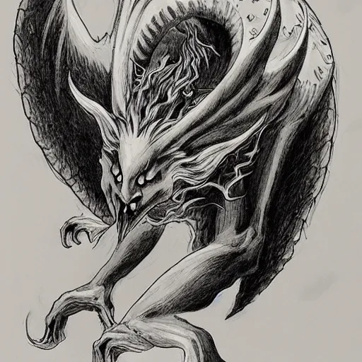 Prompt: a stunning mythical creature by kentaro miura