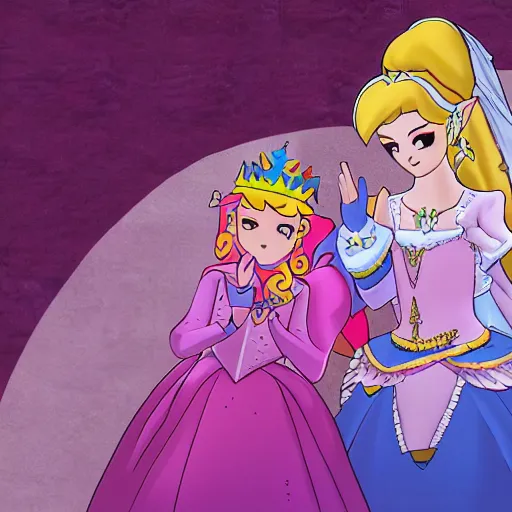 Image similar to photograph of the lesbian wedding of princess peach and zelda circa 2 0 1 8