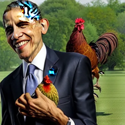 Image similar to photo of president obama holding a rooster,