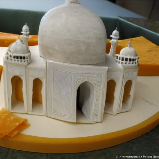 Image similar to cheese a reconstruction of the cheese taj mahal made ot of different cheeses, cheese