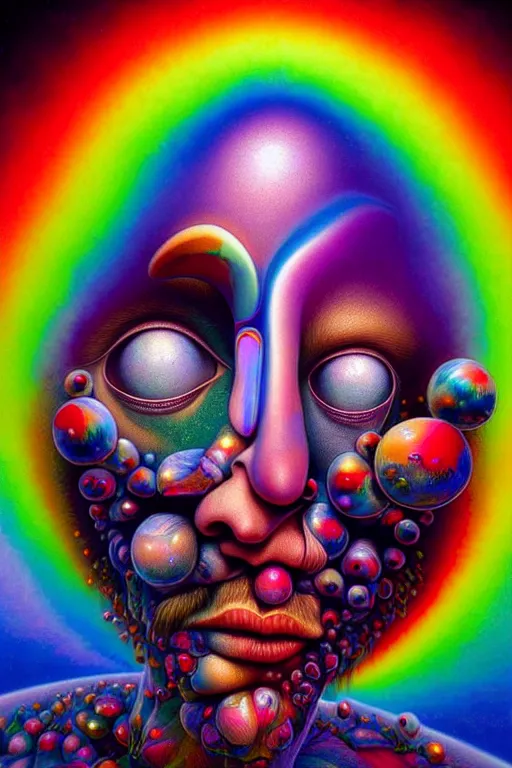 Image similar to hyperrealistic abstract close-up Renaissance psychedelic!! celestial happy! pure creature!! peaceful! kind spirit of nature! beautiful fractal!! eyes! highly detailed concept art eric zener elson peter cinematic hard rainbow lighting high angle hd 8k sharp shallow depth of field endless, inspired by Zdzisław Beksiński Salvador Dali