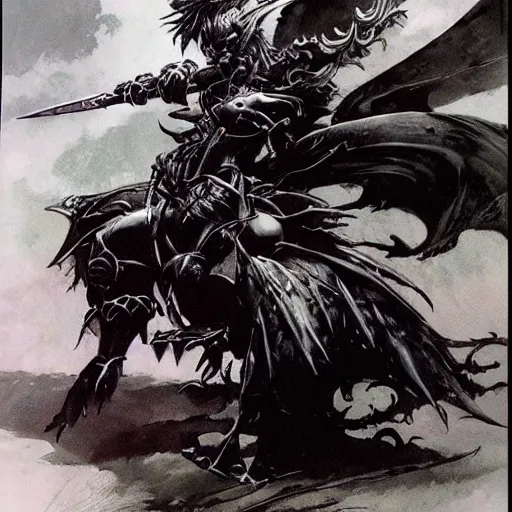 Image similar to Final Fantasy dragoon by Frank Frazetta