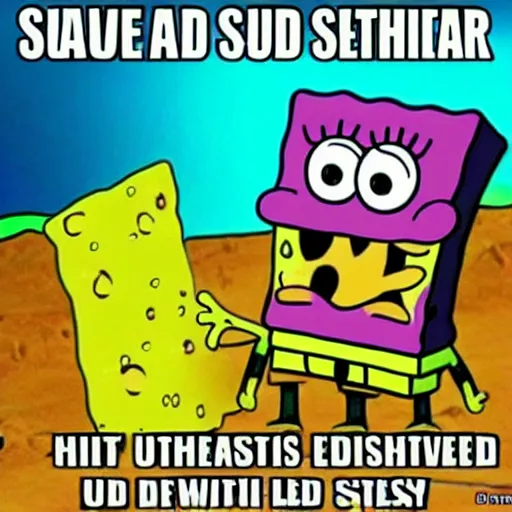 Prompt: over saturated dank spongebob memes