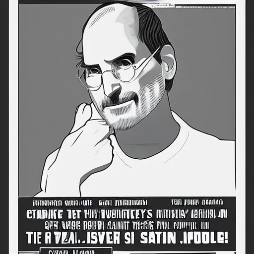 Prompt: Steve Jobs depicted in an old style propaganda poster