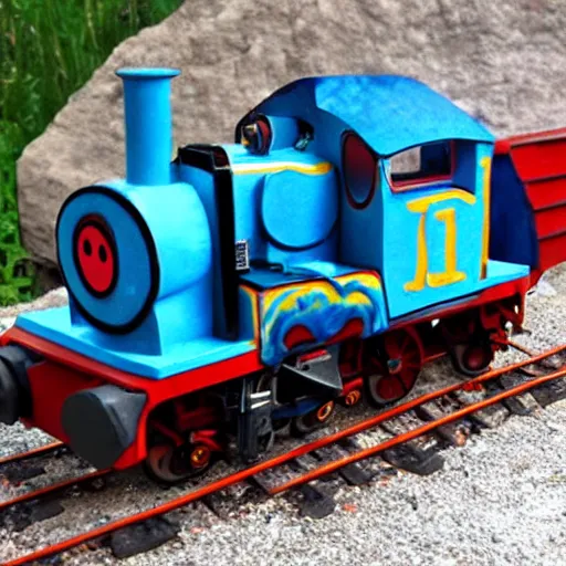 Image similar to zombie apocalypse thomas the tank engine sculpture