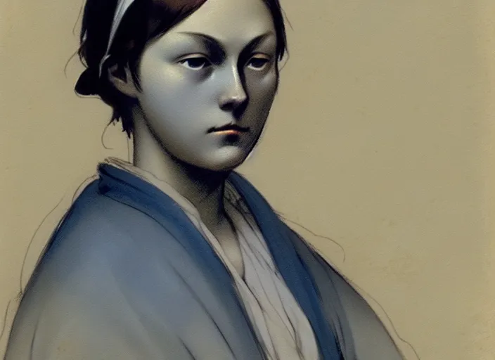 Image similar to 1 8 3 5 florence nightingale as adolescent, character face study, faces only, concept art finely detailed perfect art, painted by greg rutkowski makoto shinkai takashi takeuchi studio ghibli, pinterest, cevagraf comics