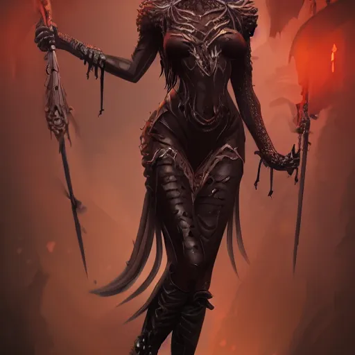 Prompt: queen of darkness, highly detailed, full body, artstation, digital painting, concept art, smooth, sharp focus, illustration, HD