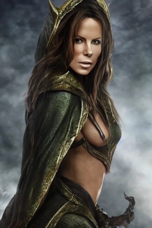 Image similar to kate beckinsale as elven Princess, hyper realistic, sharp focus