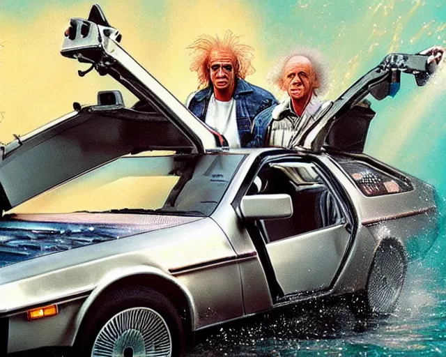 Image similar to doc brown and the delorean underwater