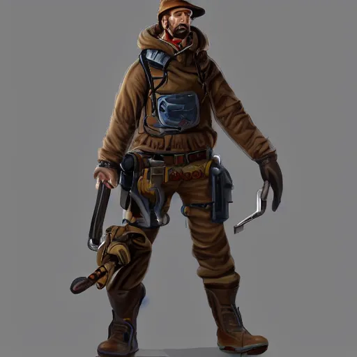 Image similar to full body concept art of a Outlaw Technician trending on artstation deviantart Pinterest detailed High Resolution HD 8k