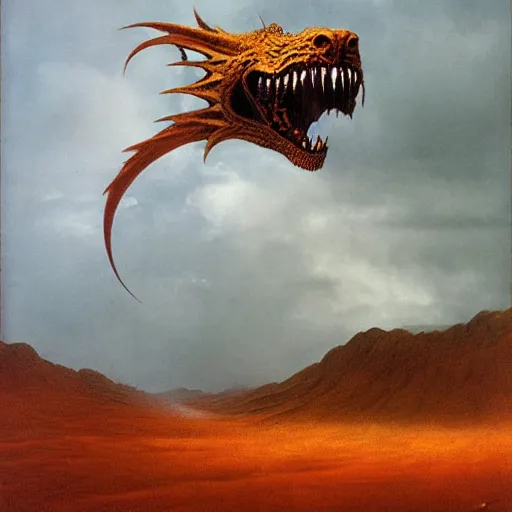 Image similar to tiger dragon by zdzisław beksiński