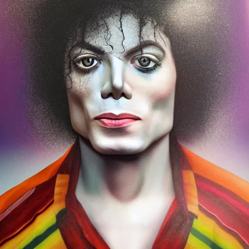 Image similar to realistic expired kodak film portrait of albino michael jackson mix, hyperrealism, hypermaximalism, photorealistic, detailed, atmospheric, 8 k, award winning photography, cinematic