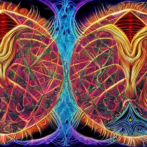 Image similar to medieval fantasy heart broken in two pieces, by alex grey, TOOL band art, psychedelic, fractals, detailed, 8K