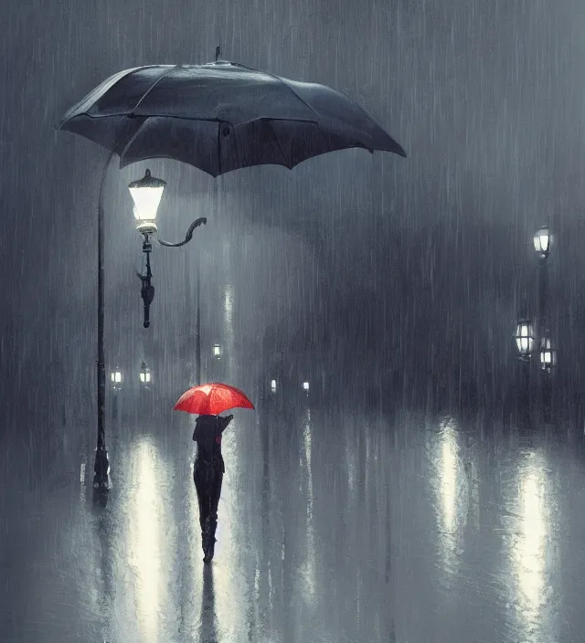 евгенийфёдоров: a man under an umbrella, an umbrella glows with radioactive  light