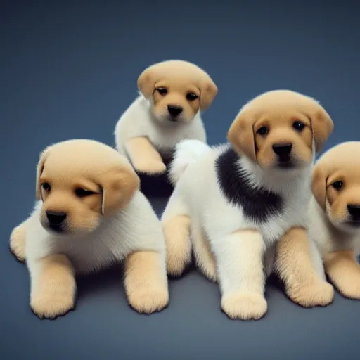 Prompt: a bunch of puppies, cute, photorealistic