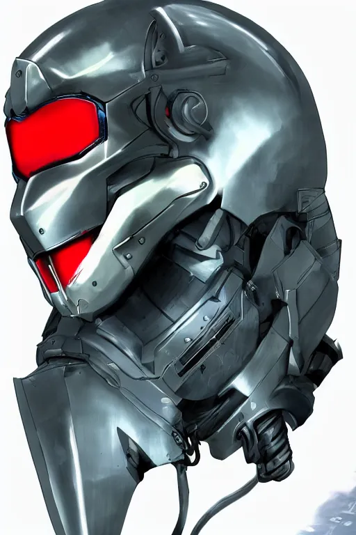 Image similar to cyber cyborg ninja mask helmet metal gear solid artic suit swat commando, global illumination ray tracing hdr fanart arstation by sung choi and eric pfeiffer and gabriel garza and casper konefal, a spectacular view cinematic rays of sunlight comic book illustration, by john kirby