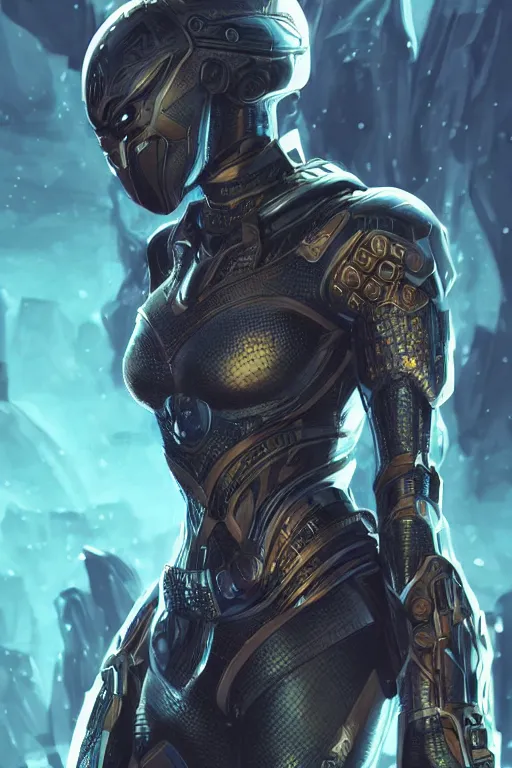 Prompt: art by artgerm, ultra realistic illustration, wakandan warrior in a atlantis style armor, hacknaut cyberpunk, sci - fi, fantasy, intricate, elegant, highly detailed, digital painting, artstation, concept art, smooth, sharp focus, illustration.