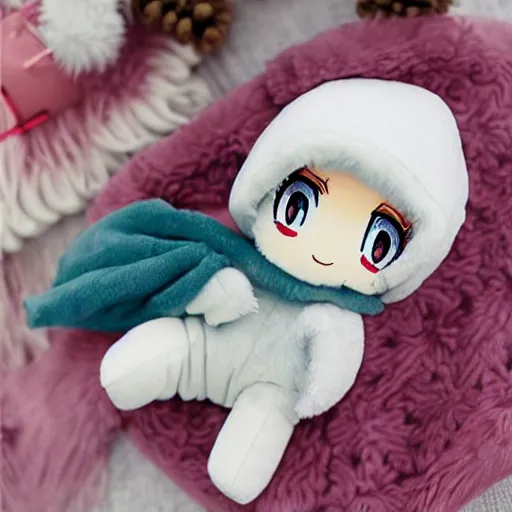 Prompt: cute fumo plush of an adorable wrapped up winter girl, anime girl