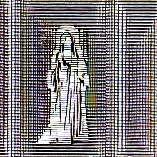 Image similar to vhs static overlay of marian apparition, vhs, 1 9 9 0, highly realistic, highly detailed, vhs noise static, black and white, vhs glitch