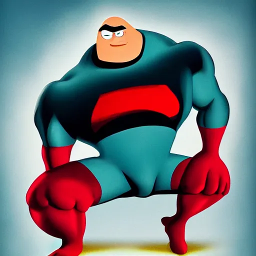 Image similar to mr. incredible at the end of time