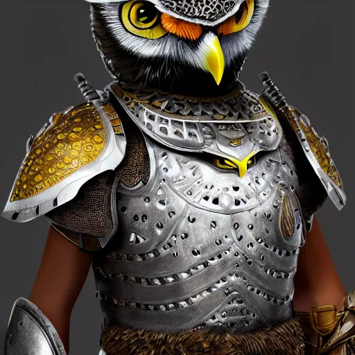 Prompt: warrior with owl themed armour, highly detailed, 4k, HDR, smooth, sharp focus, hyper realistic, high resolution