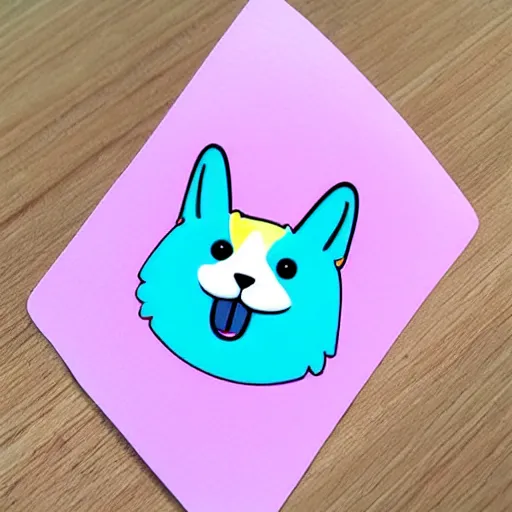 Image similar to Kawaii corgi sticker illustration, soft pastel colors