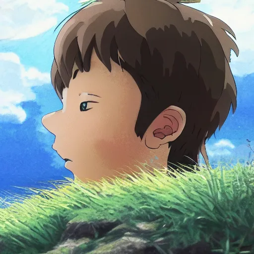 Prompt: friendly guy and small creature with animals , with Fragile looking character portrait face made in Studio Ghibli artstyle ,highly detailed art, beautiful scene, sharp focus, smooth, 8k, anime art, fantasy, style in ghibli anime style, fantasy, island,8k