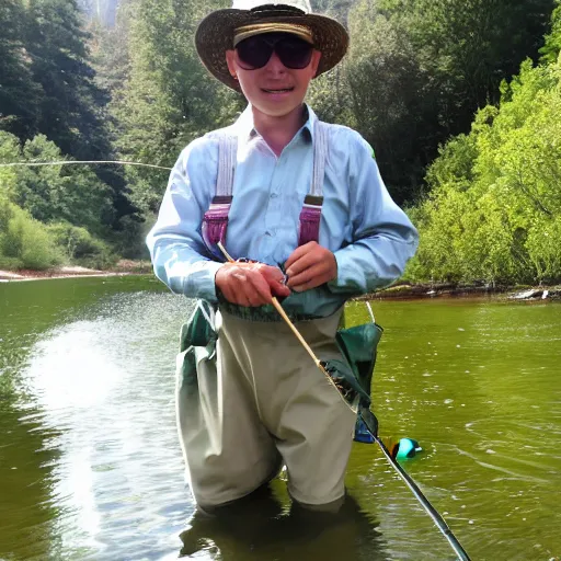 Prompt: Fly fisherman at birthday party