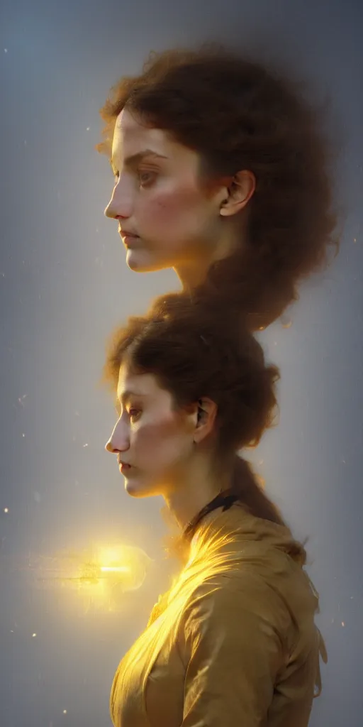 Image similar to highly detailed portrait of a semicircular bounded space surrounded by golden and blue magic powder, ultra wide angle, finer details : 3, by ian fisher and greg rutkowski - adolphe bouguereau trending on artstation, concept art, smooth, sharp focus, illustration.