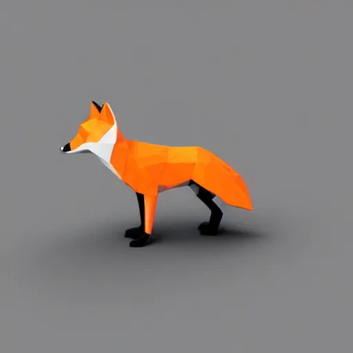 Image similar to low polygon render of a fox on a white background, isometric 3 d, ultra hd