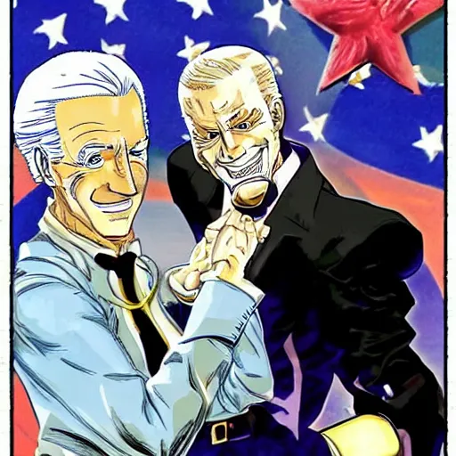 Image similar to Joe Biden in JoJo's Bizarre Adventure