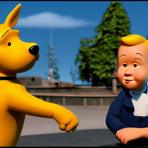 Prompt: tin tin by herge, depicted as a pixar character, high quality cg render, 4 k