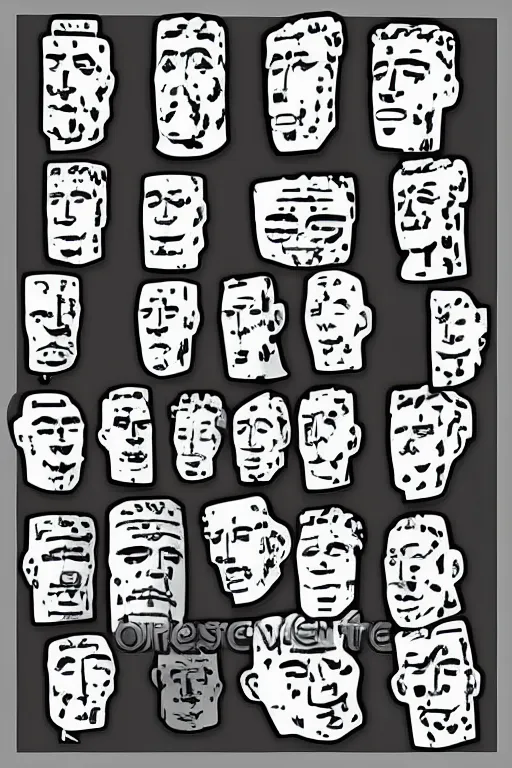 Image similar to vector sprite moai statue popart slap face caricature comic book illustration cartoon graffity street digital