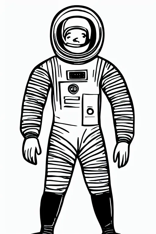 Image similar to simplistic, basic digital drawing in photoshop of a retro astronaut, sketch