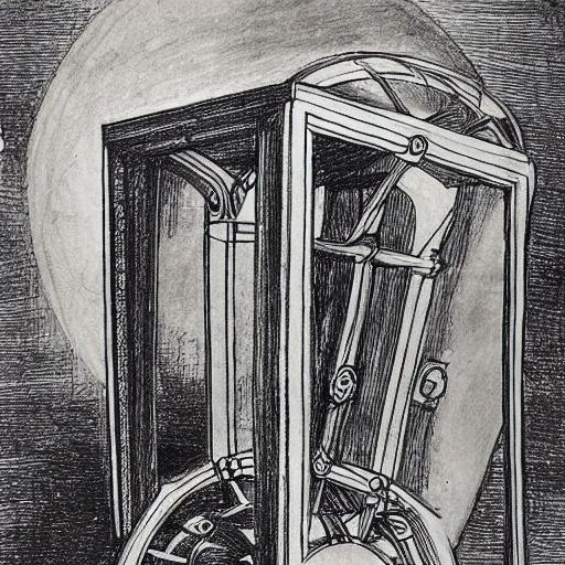 a sketch of a time machine by leonardo da vinci., Stable Diffusion