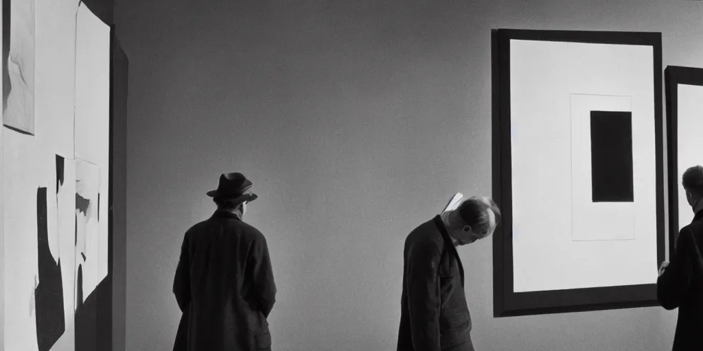 Prompt: the artist christoph thomessen looking at the work of marcel duchamp