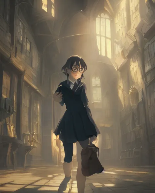 Image similar to a girl from harry potter, full shot, atmospheric lighting, detailed face, by makoto shinkai, stanley artger m lau, wlop, rossdraws, james jean, andrei riabovitchev, marc simonetti, krenz c