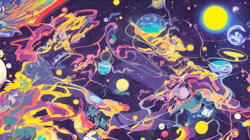 Image similar to deep space cosmos,twinkling distant stars, graphic novel style by Tomokazu Matsuyama,trending on artstation