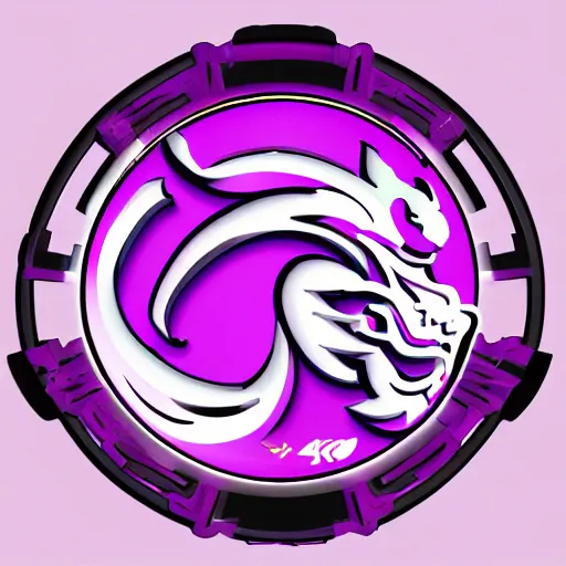 Image similar to a logo of girls robototechnic team called purple dragons, digital art