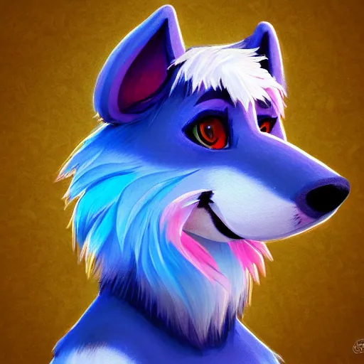 Image similar to art of an anthropomorphic furry style colorful dog fursona, profile picture, Falvie, fleurfurr, trending on artstation