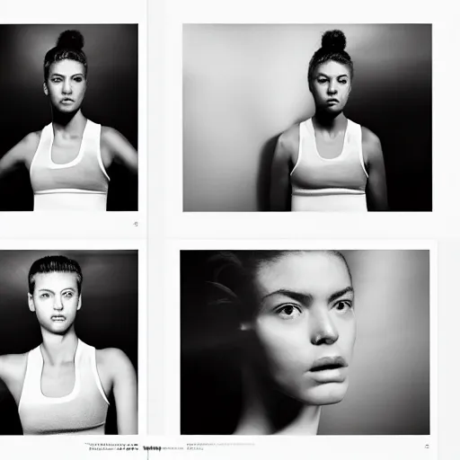 Image similar to realistic! photoshoot for a new nike lookbook, color film photography, portrait of a beautiful woman, in style of alasdair mclellan, 35mm