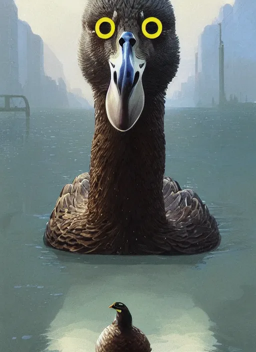 Image similar to highly detailed portrait of a heroic goose in gta v, stephen bliss, unreal engine, fantasy art by greg rutkowski, loish, rhads, ferdinand knab, makoto shinkai and lois van baarle, artgerm, pixar, ilya kuvshinov, rossdraws, tom bagshaw, global illumination, radiant light, detailed and intricate environment