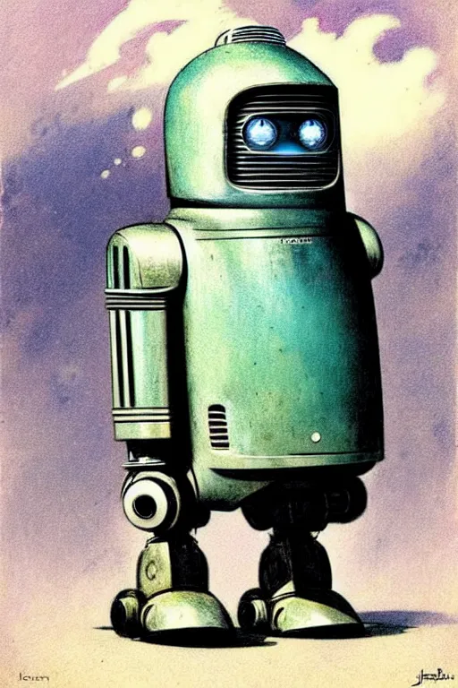 Image similar to (((((1950s robot robby the robot. muted colors.))))) by Jean-Baptiste Monge !!!!!!!!!!!!!!!!!!!!!!!!!!!