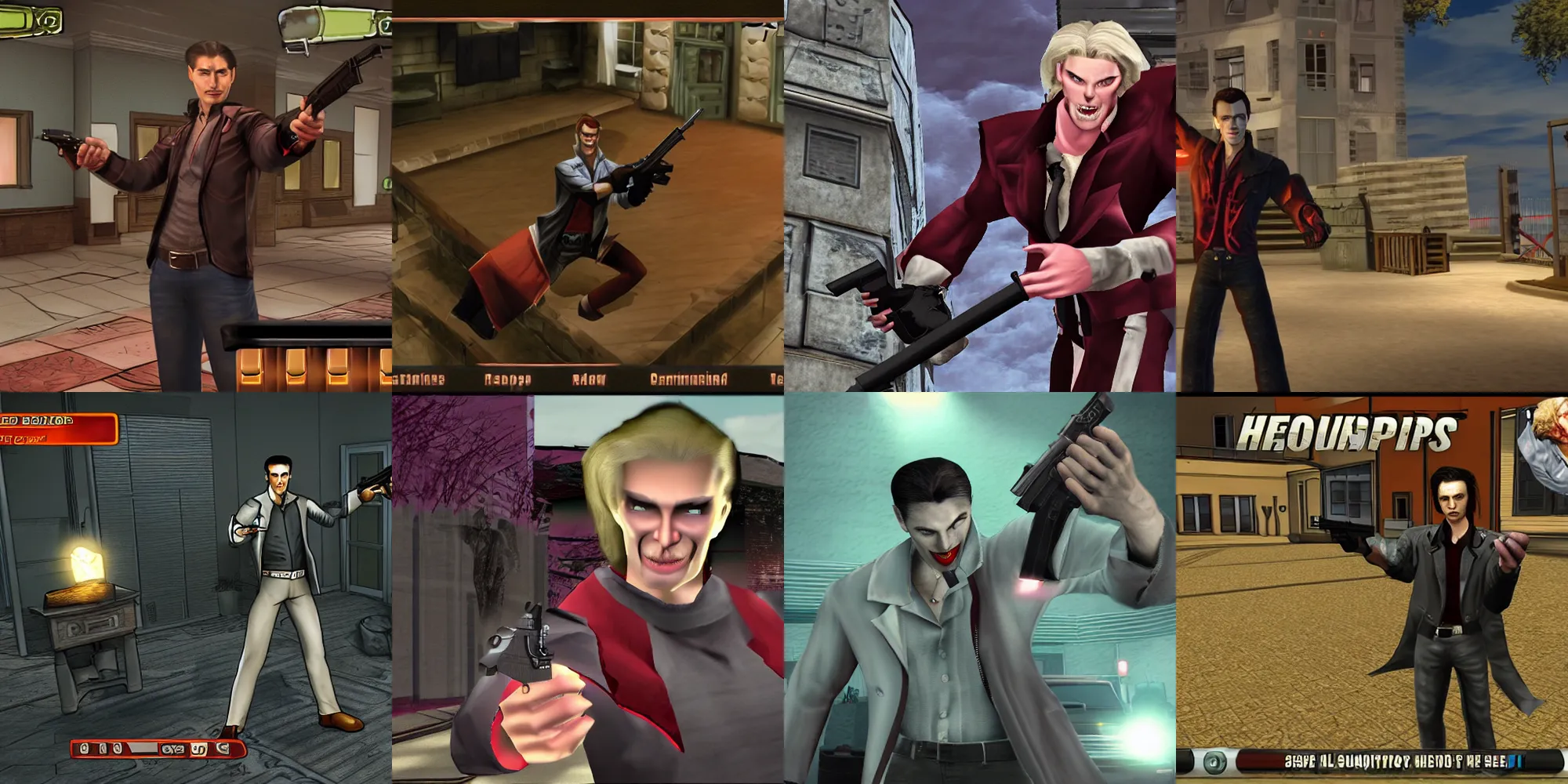 Prompt: Still from Vampires Holding Guns 2: Reloaded, hero discusses using guns to gesture better, well lit